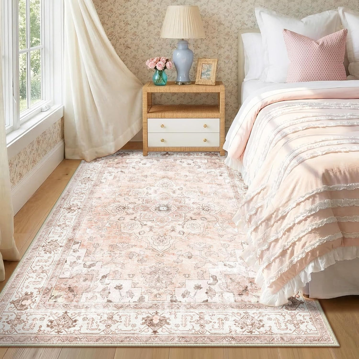 5x7 Washable Nursery Girls Low Pile Area Rug Pink