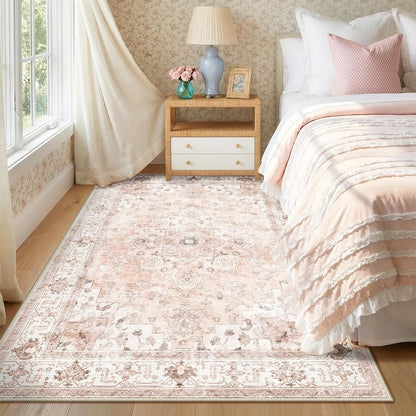 5x7 Washable Nursery Girls Low Pile Area Rug Pink