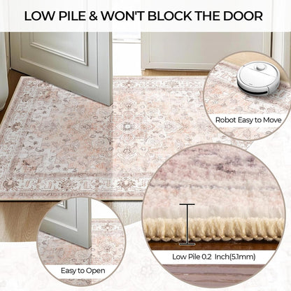 5x7 Washable Nursery Girls Low Pile Area Rug Pink