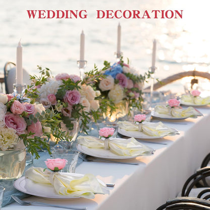 24 Pcs Flower Napkin Rings Peony Floral Handmade Napkin Holder Rings Handicraft Holder for Table Decorations Wedding Holiday Banquet Luncheons Birthday Party Picnics Supplies(Pink)