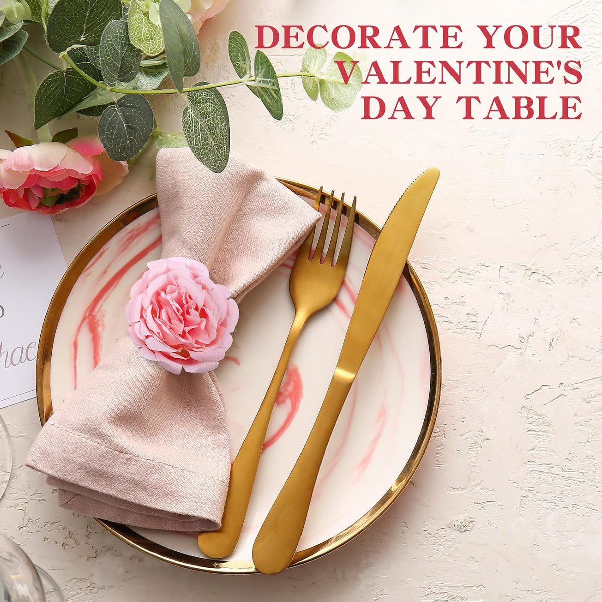 24 Pcs Flower Napkin Rings Peony Floral Handmade Napkin Holder Rings Handicraft Holder for Table Decorations Wedding Holiday Banquet Luncheons Birthday Party Picnics Supplies(Pink)