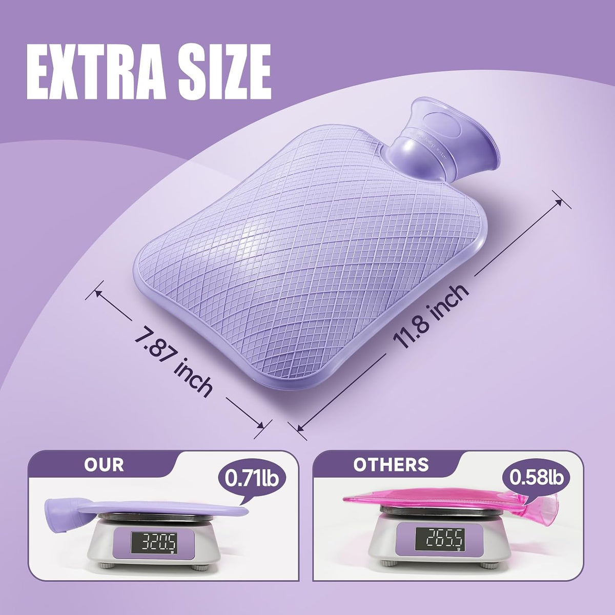 2L, 6-Hour Heat Retention, PVC Heating Pad, Easy to Use, Hot Bag for Cramps, Pain Relief for Women, Pink
