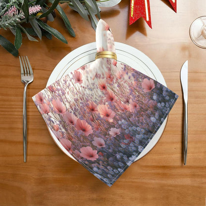 Blueangle Pink Wild Flowers Cloth Napkins, Set of 1,20x20 Inch Heavy Duty Fabric for Holiday Parties & Dinner Table Decor（7）