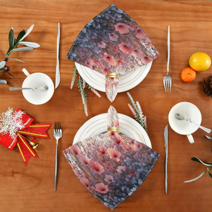 Blueangle Pink Wild Flowers Cloth Napkins, Set of 1,20x20 Inch Heavy Duty Fabric for Holiday Parties & Dinner Table Decor（7）