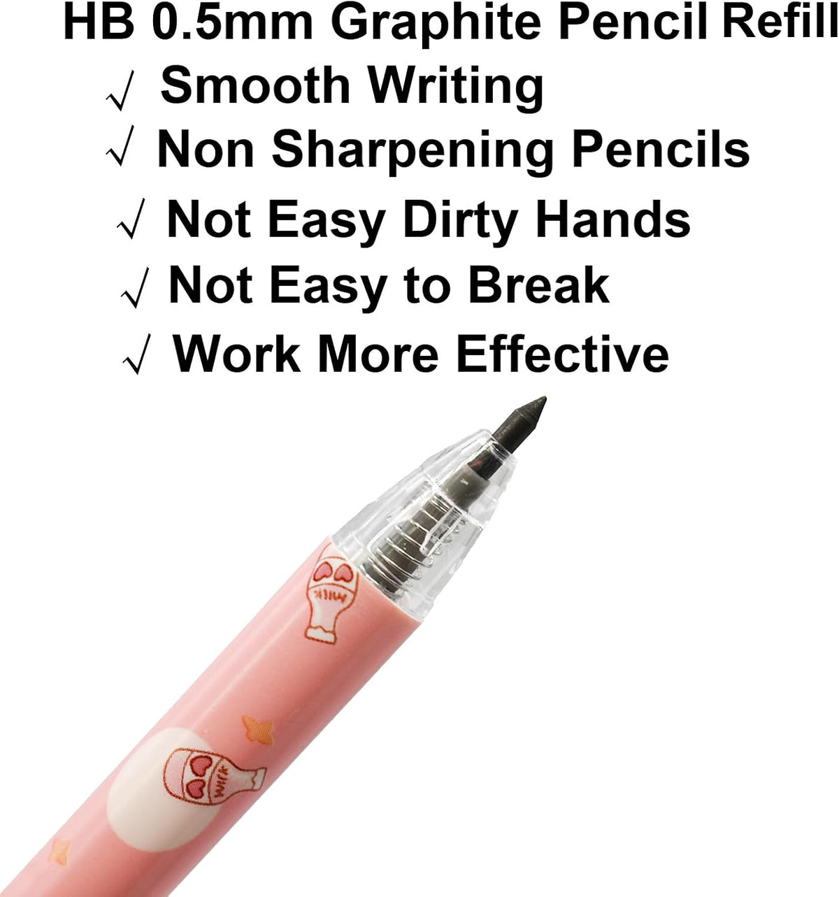 Maydahui 12Pcs 0.5mm Pink Peach Eternal Pencils Fruit Mechanical Pencil