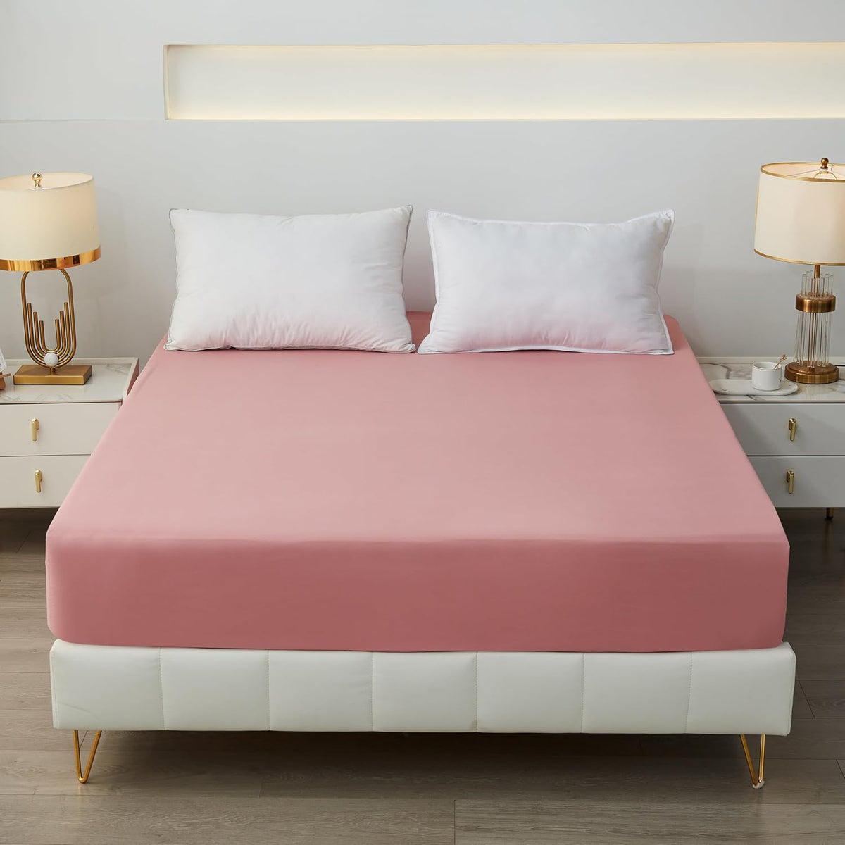 Bedding Full Fitted Sheet,Deep Pocket,Soft Microfiber,Shrinkage and Fade Resistant,Easy Care,1 Fitted Sheet Only,Blush