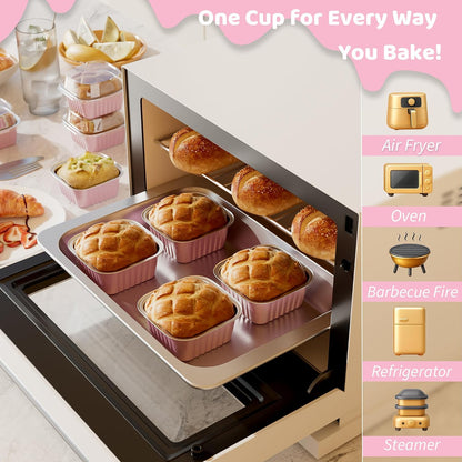 Mini Cake Pans with Lids, Aluminum Foil Cupcake Baking Cups, 5 oz 40 Pack