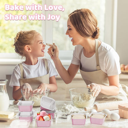 Mini Cake Pans with Lids, Aluminum Foil Cupcake Baking Cups, 5 oz 40 Pack