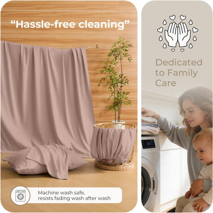 Full 6 Piece Breathable & Cooling Sheet Set, Pearl Pink