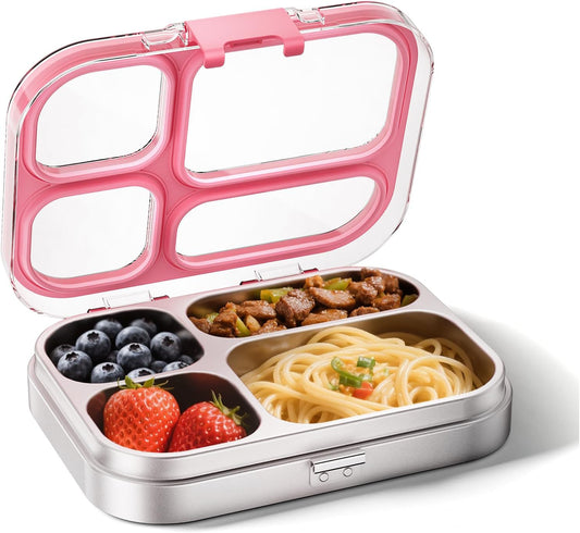 Stainless Steel Bento Lunch Box, Pink, 800 ml/27 oz