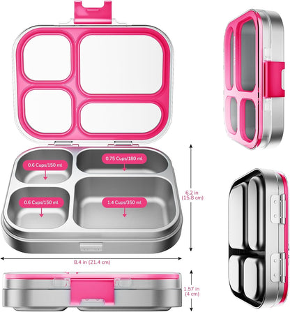 Stainless Steel Bento Lunch Box, Pink, 800 ml/27 oz