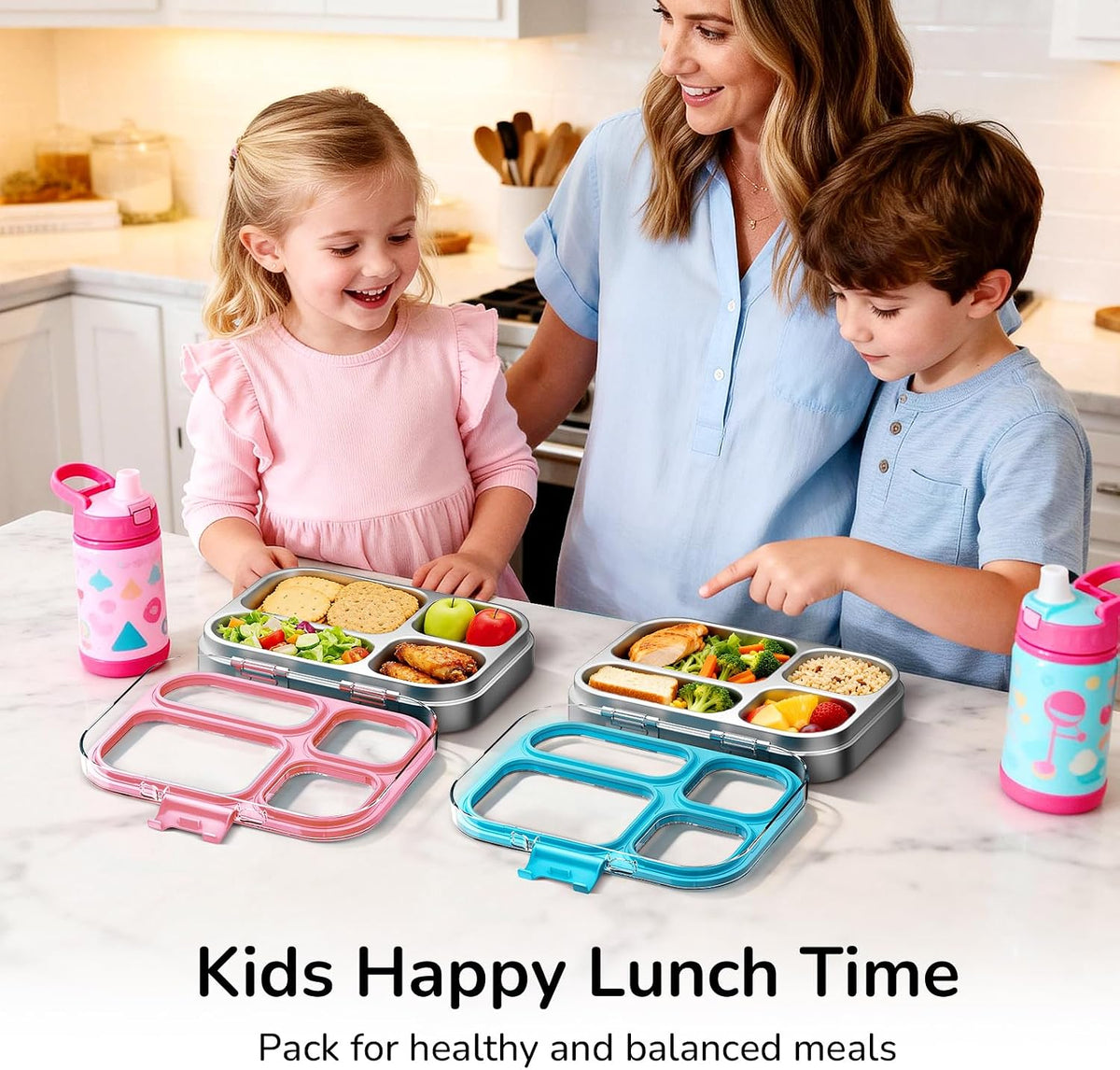 Stainless Steel Bento Lunch Box, Pink, 800 ml/27 oz