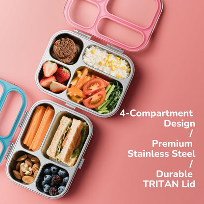 Stainless Steel Bento Lunch Box, Pink, 800 ml/27 oz