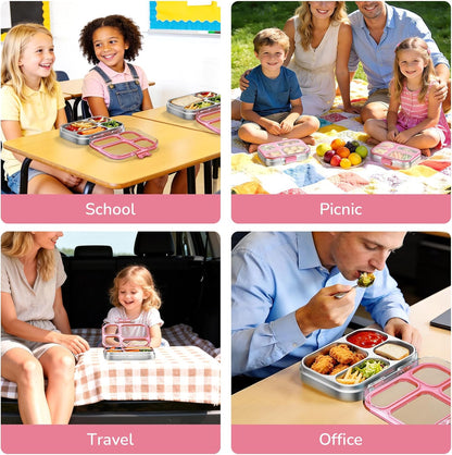 Stainless Steel Bento Lunch Box, Pink, 800 ml/27 oz
