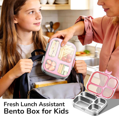 Stainless Steel Bento Lunch Box, Pink, 800 ml/27 oz