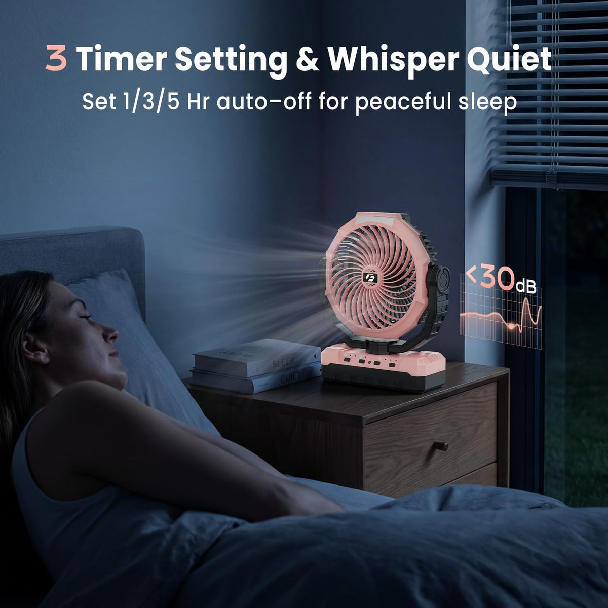 FRIZCOL 3-in-1 Camping Fan - Portable Fans Rechargeable - 24000mAh Battery Powered Fan with Light for Indoor, Outdoor, Tent, Travel, Fishing, Jobsite, Gifts for Men Dad Him - Pink