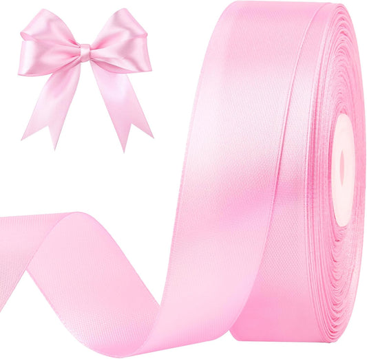 Light Pink Satin Ribbon, 1 Inch, 50 Yards | For Bows, Flower Bouquets, Gift Wrapping, Wedding, DIY Crafts