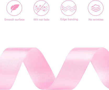 Light Pink Satin Ribbon, 1 Inch, 50 Yards | For Bows, Flower Bouquets, Gift Wrapping, Wedding, DIY Crafts