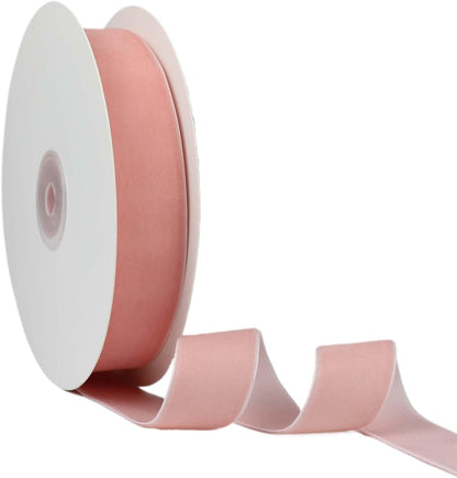 Velvet Ribbon for Gift Wrapping Christmas Decoration (05 (Light Peach),1'' (25mm) x 10 Yards)