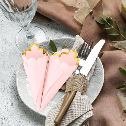 50 Pcs Scalloped Cocktail Paper Napkin, Pink, 5 x 5 Inch