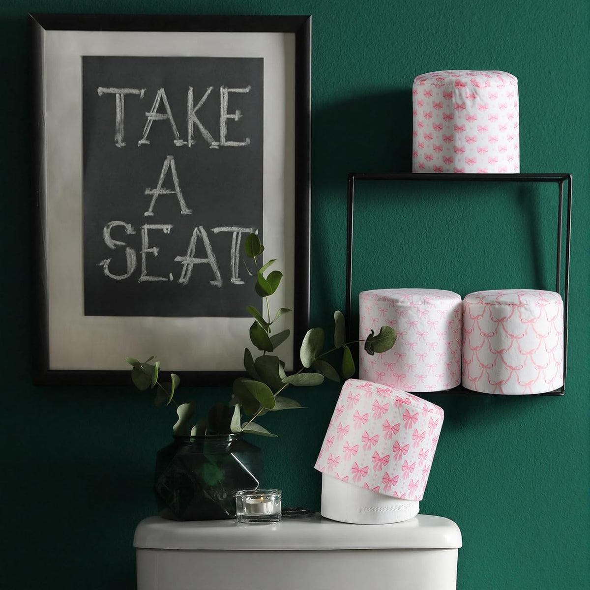 6 Pcs Decorative Toilet Paper Roll Covers, Pink Bow