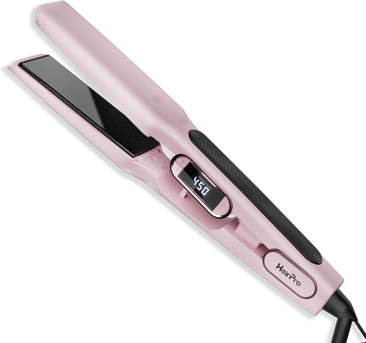 1 1/2 Inch Wide Plate Hair Straightener for Thick Hair, Ceramic Flat Iron for Faster Styling & Curling, Floating Plates for Smooth Frizz-Free Results, 15s Heat Up, Dual Voltage (Pink)