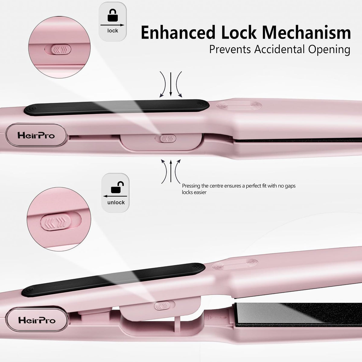 1 1/2 Inch Wide Plate Hair Straightener for Thick Hair, Ceramic Flat Iron for Faster Styling & Curling, Floating Plates for Smooth Frizz-Free Results, 15s Heat Up, Dual Voltage (Pink)