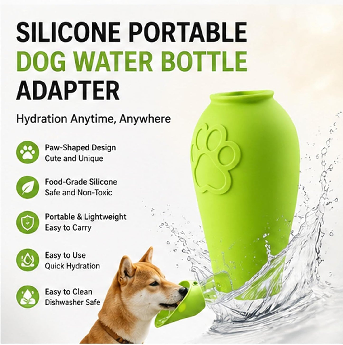 2Pcs Dog Water Bottle Adapter Portable Silicone Dog Water Dispenser for Standard Water Bottles,Leakproof Foldable Leaf Pet Dispenser Cap with Water Bowl Outdoor Pet Water Feeder Bowl for Dog Walking