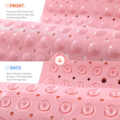 Anti-Slip Bathtub Shower Mat 40×16 Inch (100×40cm) Opaque Pink