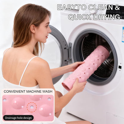 Anti-Slip Bathtub Shower Mat 40×16 Inch (100×40cm) Opaque Pink