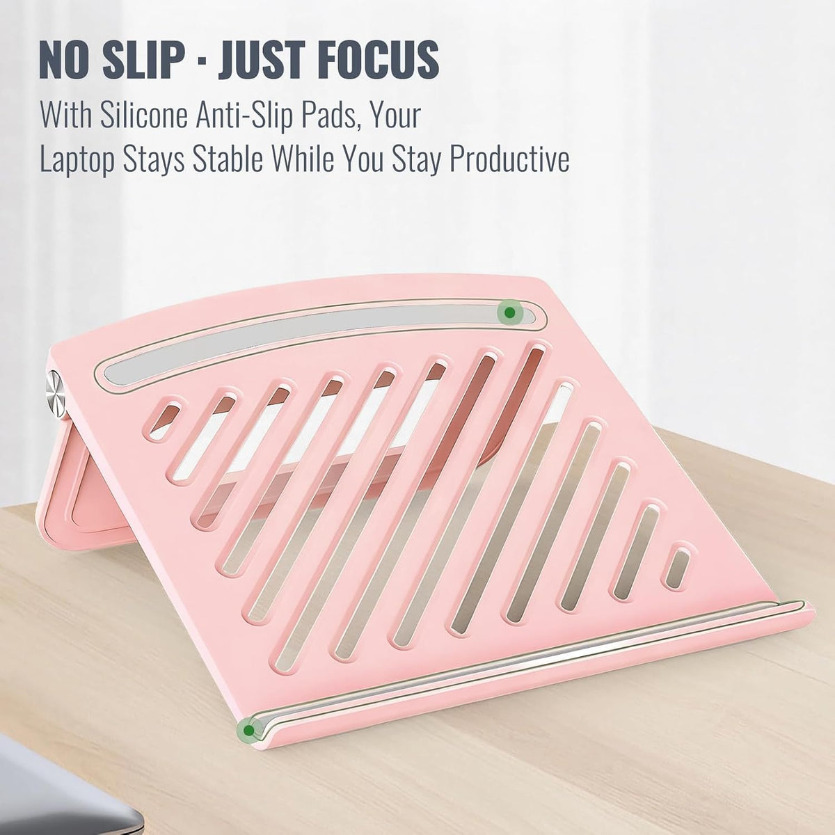 Pink Laptop Stand for Desk, Foldable Adjustable Laptop Riser
