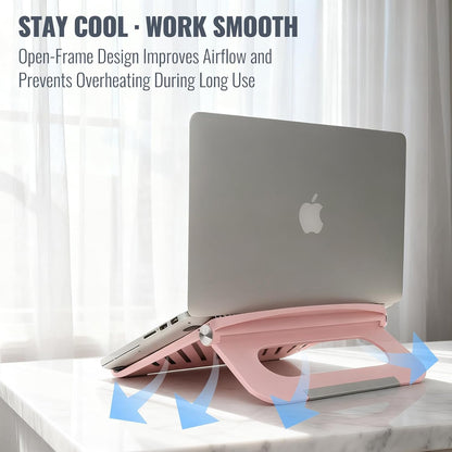 Pink Laptop Stand for Desk, Foldable Adjustable Laptop Riser