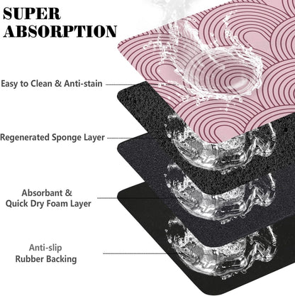Dog Food Mats for Floors Absorbent, Pet Cat Food Mat - Quick Dry Dog Mat for Food and Water Boho Pet Supplies