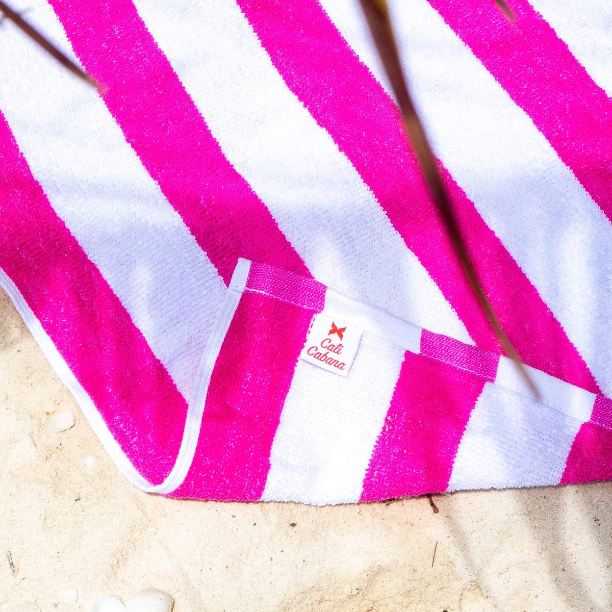 Cali Cabana Stripe Beach Towel - Pack of 4, Soft Quick Dry 100% Cotton Terry Towels Set for Pool, Swim, and Hot Tub, 30 x 60 in, Pink