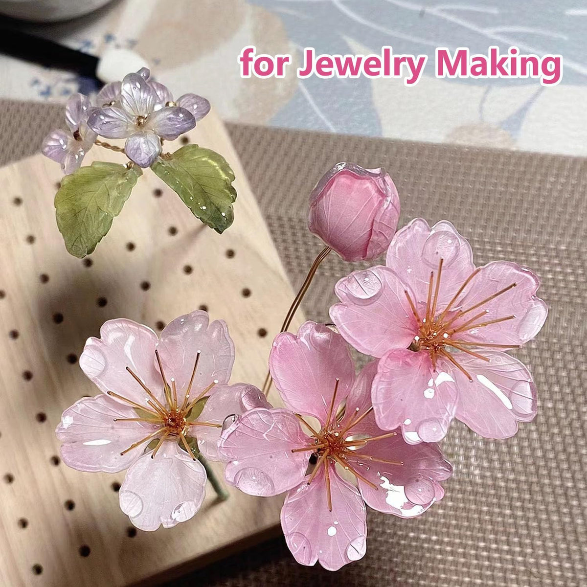 48 Pcs Mix Natural Dried Pressed Cherry Blossoms for Floral Cake Decorating, Cocktail Garnish, Resin Jewelry Making, DIY Art Crafts (Pink Sakura)