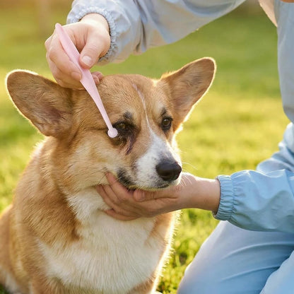 6 Pack Gentle Eye Care Brushes for Pets, Pink Soft Fiber Tear Stain Remover – Safe Tapered Tip for Delicate White Fur