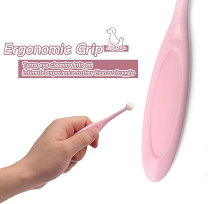 6 Pack Gentle Eye Care Brushes for Pets, Pink Soft Fiber Tear Stain Remover – Safe Tapered Tip for Delicate White Fur