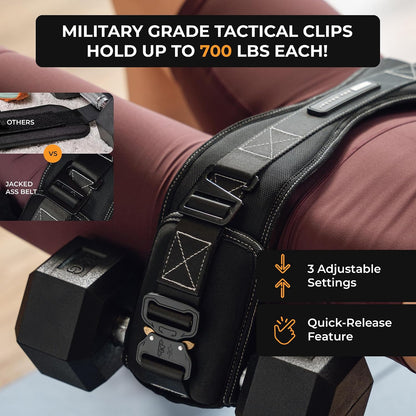 Premium Hip Thrust Belt for Dumbbells (Patented) - Complete Glute Performance System with Workout & Nutrition Apps