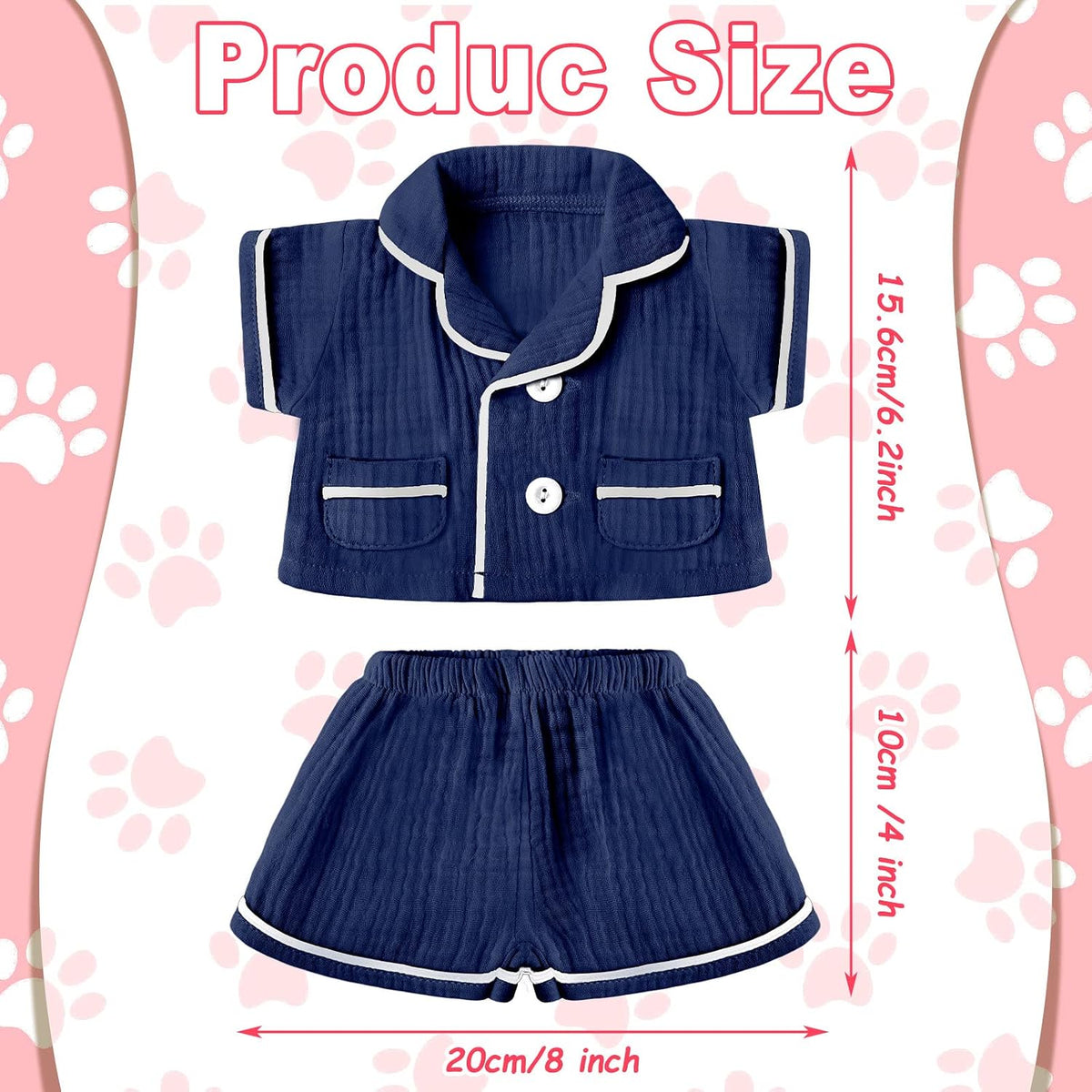 2 Sets Bear Clothes Pajamas Pink and Blue Bear Clothes Outfits Fits Most 14-18 Inch Cute Stuffed Animal Clothe Accessories Make Your Own Plush Animals