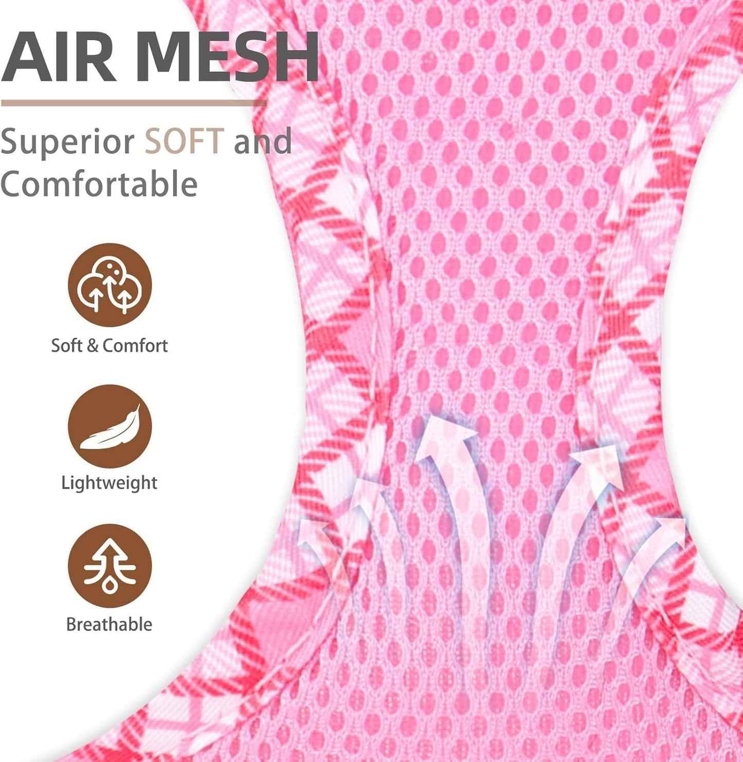 Dog Harness and Leash Set for Small Medium Dogs No Pull Step-in Soft Mesh Puppy Cat Vest Harnesses Reflective at Night, Pink S
