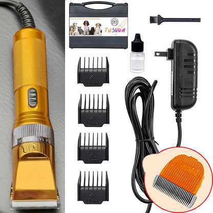 Heavy Duty Pet Grooming Clippers, Powerful 36V Motor for Thick Coats, Professional Grooming Shears Fur Hair Trimmers Tool for Dogs, Sheep, Horses, Livestock & Cats (Gold)