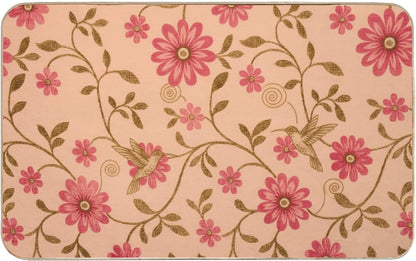 Flannel Quick Dry Bath Mat 20 × 31 Inch, Pink Flowers No Slip Front Door Rug Water Absorbing Bathroom Shower Decorations Bathroom Rugs Non Slip Washable Bathmats for