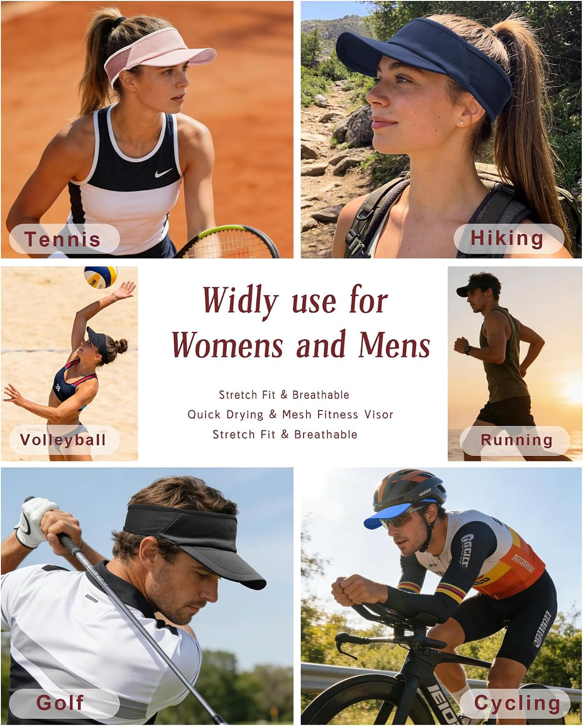 Sports Sun Visor for Women Men, Summer Cooling Stretchy Visors Hats