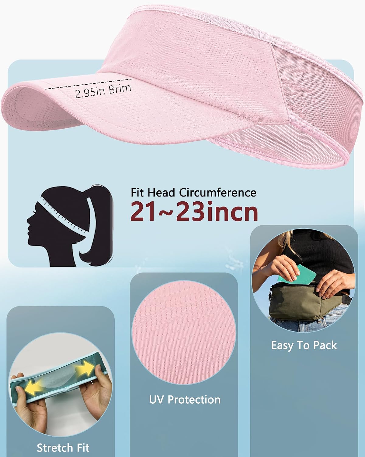 Sports Sun Visor for Women Men, Summer Cooling Stretchy Visors Hats