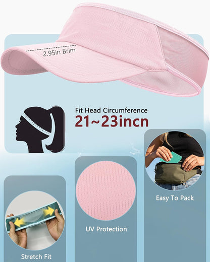 Sports Sun Visor for Women Men, Summer Cooling Stretchy Visors Hats