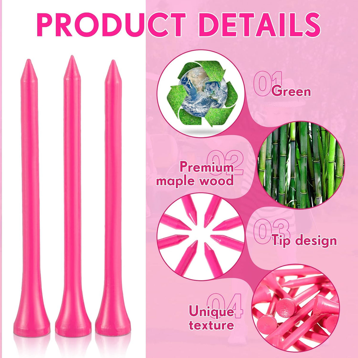 200 Pcs Golf Tees Bamboo Golf Tees for Women