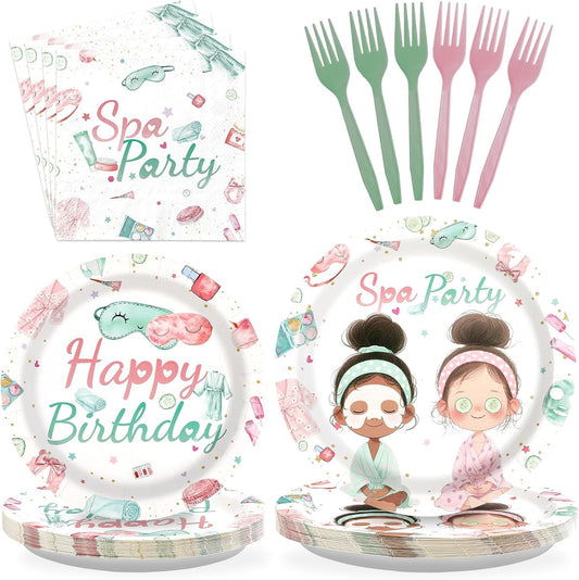 96 Pcs Spa Birthday Party Decorations for Girls, Serves 24