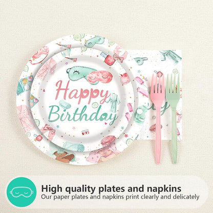 96 Pcs Spa Birthday Party Decorations for Girls, Serves 24