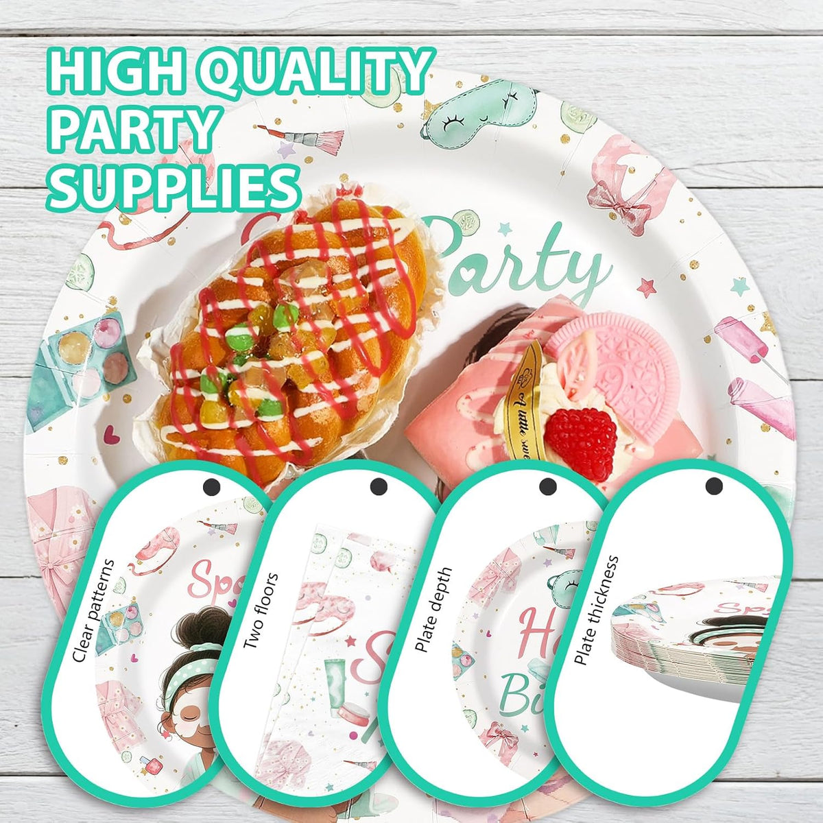 96 Pcs Spa Birthday Party Decorations for Girls, Serves 24