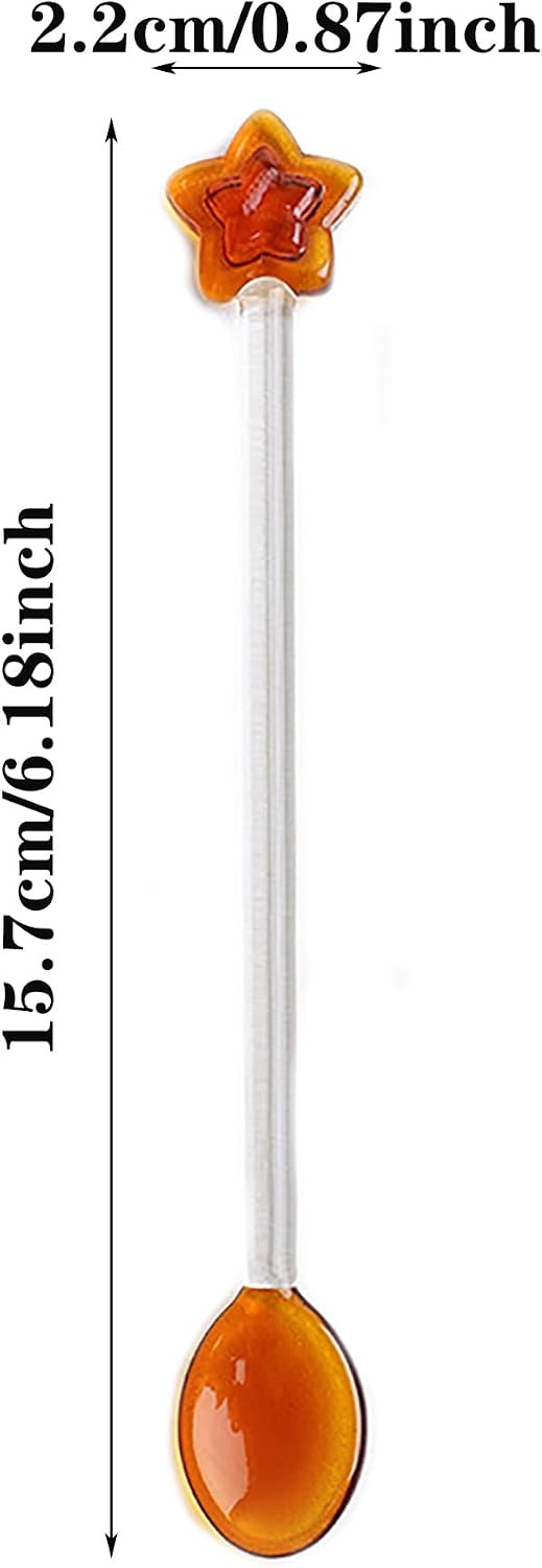 Coffee Glass Spoon, 6.2inch Crystal Clear Stirring Spoons Swizzle Sticks with Star Head Cocktail Milk Stirrers Mixing Rod Teaspoon Desserts Cake Scoop for Party Cafe Bar Banquet (Pink)